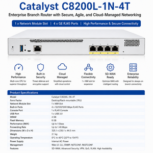 Routeur d'entreprise Catalyst C8200L-1N-4T avec 4 ports Gigabit <span class=keywords><strong>WAN</strong></span>, <span class=keywords><strong>SD</strong></span>-<span class=keywords><strong>WAN</strong></span>, VPN de sécurité, appareil de routage réseau de branche prêt à l'emploi - Product Image 1