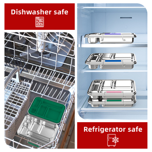 Hộp cơm trưa bằng thép không gỉ 5 ngăn Aohea <span class=keywords><strong>Fool</strong></span>-Proof Design Green Supply Chain, có gioăng silicon, dành cho trẻ em - Product Image 6