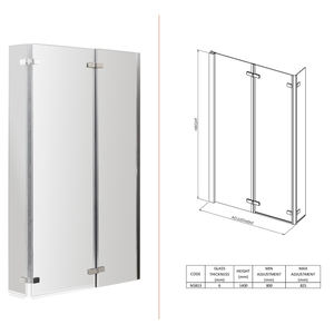 Mampara <span class=keywords><strong>de</strong></span> <span class=keywords><strong>ducha</strong></span> con bisagras y puerta <span class=keywords><strong>de</strong></span> vidrio para baño - Product Image 3