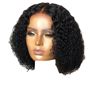 Perruque frontale en dentelle style vague afro avec franges longues <span class=keywords><strong>cheveux</strong></span> naturels bouclés pour femmes dentelle transparente - Product Image 4