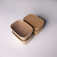 Boîte à repas en papier jetable rectangulaire en kraft, conteneur alimentaire à emporter avec couvercle, logo personnalisé OEM, vente en gros, boîte écologique biodégradable
