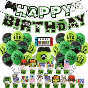 Artículos para Fiesta de <span class=keywords><strong>Cumpleaños</strong></span> de Niño, Kit de Decoración para Fiesta de Videojuegos, Pancarta de Juego, Adornos para Cupcakes, Globo de Aluminio - Product Image 1