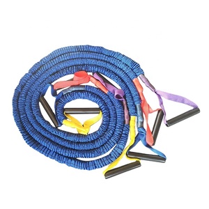 Bande de tube élastique en tissu avec poignée en ABS, manches en nylon recouvertes de cordons, bande de résistance à l'exercice avec poignée - Product Image 1