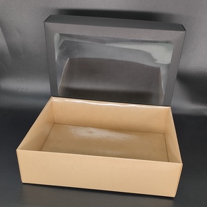 Caja de Pastelería de Dos Piezas con Ventana Gris Mate/Negra, Base de Kraft y Ventana Transparente de PVC para Regalo de Galletas, Personalizable para Panadería - Product Image 4