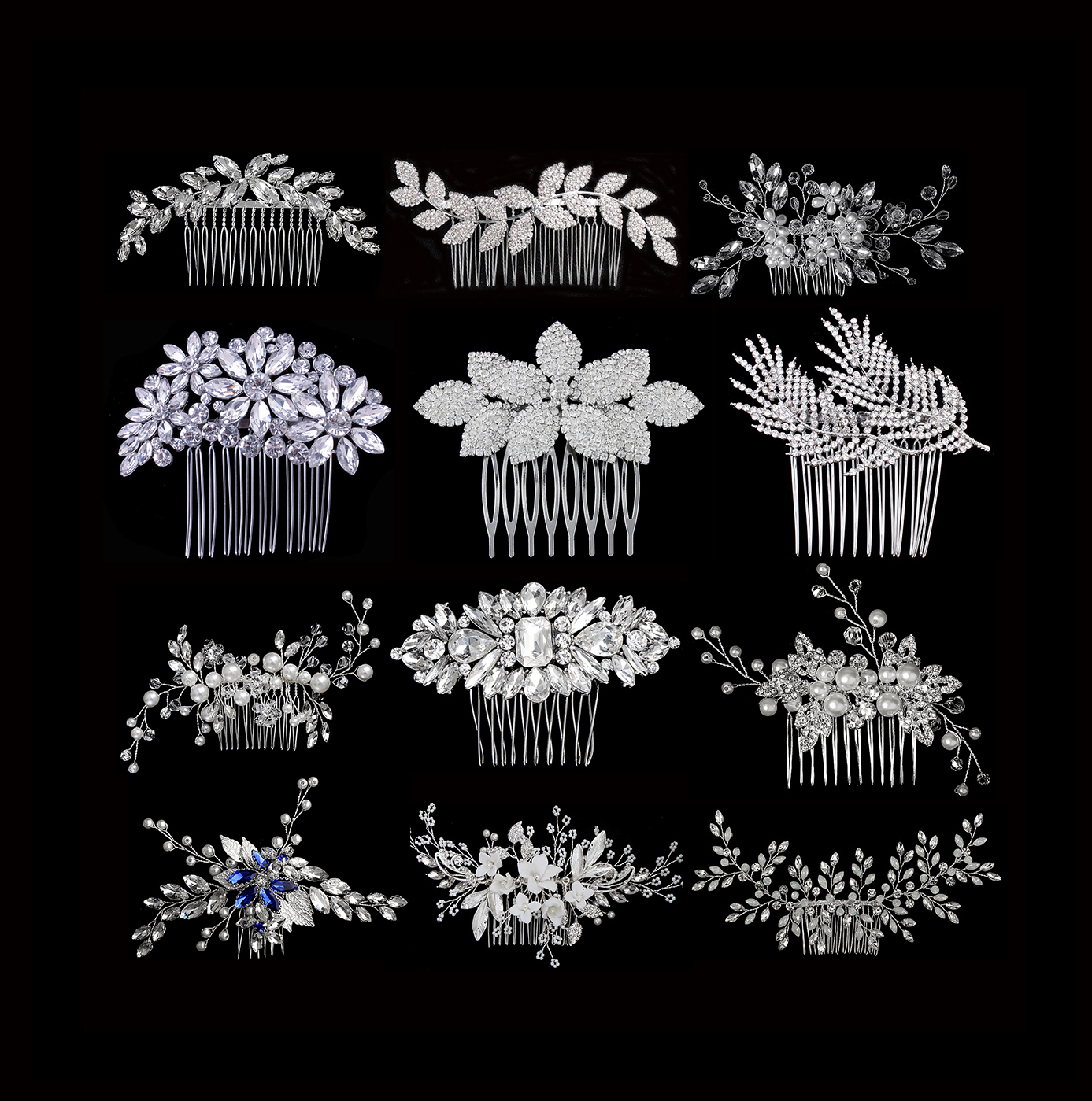 Klassieke Oostenrijkse Crystal Hair Combs Kleur Lichtmetalen Bruiloft Sieraden Haaraccessoires Hoofdtooi Bruid Tiara