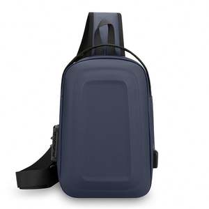 Sac banane de sport pour homme en PU avec motif ceinture, fermeture éclair, style universitaire tendance, sac d'école - Product Image 5