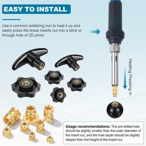Inserts filetés à sertir thermiquement en laiton, métriques, à corps moleté, type écrou en T, filetage femelle, M4-M10, classe 4.8 6.8, droite - Product Image 6