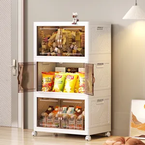 Armario de almacenamiento multifunción para cocina, estante de plástico plegable para juguetes de niños