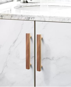 Maniglie in Legno e Metallo Zincato per Mobili, Pomelli per Armadi, Cassetti e Tavoli in Noce, Accessori per Mobili in Legno - Product Image 6