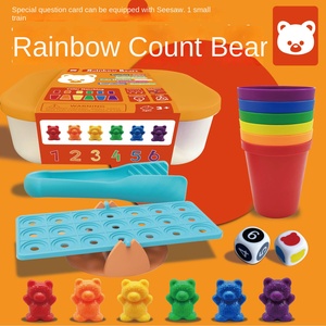 Jouet éducatif pour enfants Paico Kids Rainbow Count Bear avec cartes de questions - Poids de 9g, 6g, 3g - Jouet éducatif pour les enfants de 5 à 7 ans en plastique - Product Image 3