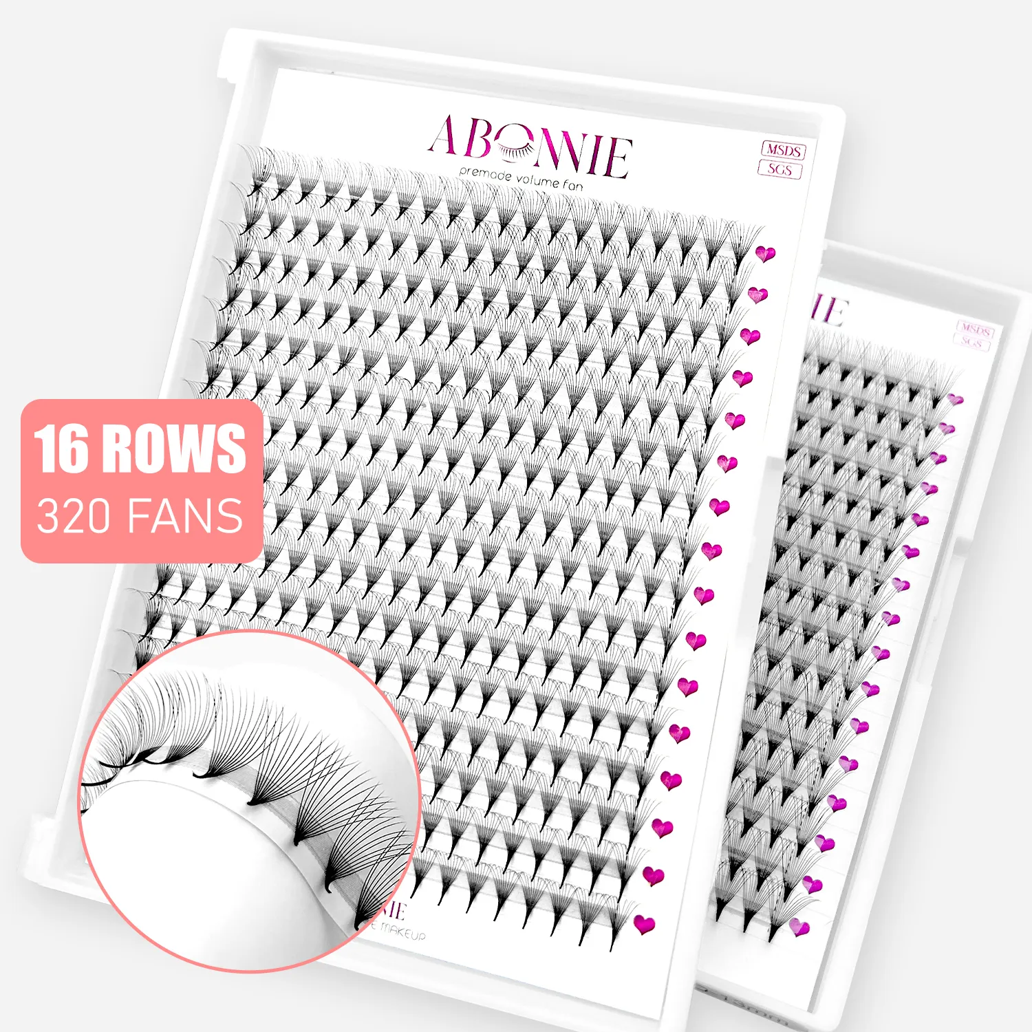 Abonnie Large Trays Premade Lash Fans Private Label Eyelash Premade Bouquets Promade Lashes 3D