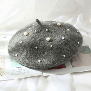 Béret en laine d'hiver pour femme, personnalisé, avec perles, vente en gros - Product Image 5