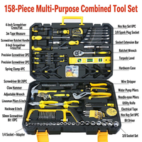 Ensemble d'outils à main multi-usages de 158 pièces, kit complet d'outils de réparation pour la maison et l'automobile avec étui de rangement moulé par soufflage