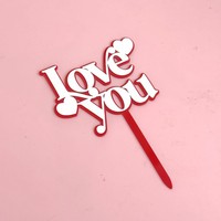 Süße 'Ich Liebe Dich' Herz-Kuchendekoration Acryl Cake Topper Valentinstag Party DIY Cupcake Dessert Backzubehör Geschenkidee