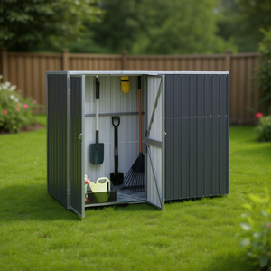 Caseta de herramientas de acero galvanizado antracita resistente de 8x6 pies, solución de almacenamiento exterior para equipos de jardín - Product Image 2