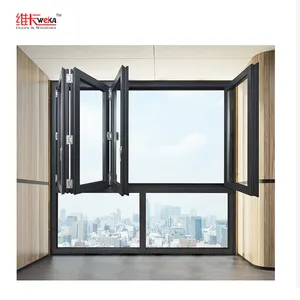 Black minimalist folding window and door simple style house windows warm colour home bi folding window for balconey