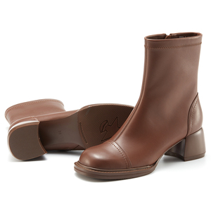Bottines Chelsea pour femmes faites à la main avec talon épais de 5 cm Nouveau design Fermeture éclair latérale Tige en <span class=keywords><strong>cuir</strong></span> véritable Doublure en <span class=keywords><strong>cuir</strong></span> de veau - Product Image 5