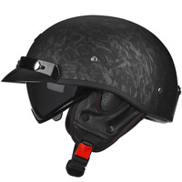 Nouveau casque de moto vintage en ABS demi-face avec visière HD, design rétro toutes saisons, lentille intérieure