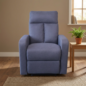 Manual Recliner Chair Fabric Blue Split Back Padded Arms Contemporary Design One Seat Affordable and Practical for Living Room - Product Image 2