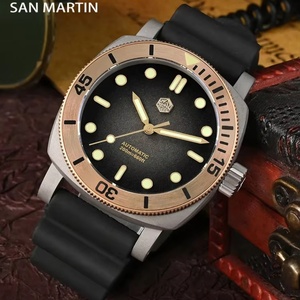 San Martin – montre de plongée rétro en titane pour hommes, 42mm, NH35, automatique, mécanique, lunette en Bronze, saphir lumineux, étanche à 200m - Product Image 3