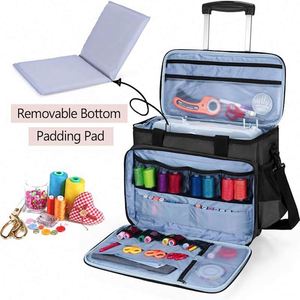 Free Sample HEXIN HXJ0440 Polyester <b>Sewing</b> Machine Rolling Carrying Case Travel Parts <b>Kits</b> Supplies Trolley Bag - Product Image 2
