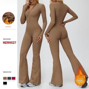 Combinaison d'hiver pour <span class=keywords><strong>femme</strong></span>, manches longues, fermeture éclair, col montant, <span class=keywords><strong>polaire</strong></span>, jambe large, jogging, combinaison une pièce, salle de sport, danse, club, yoga - Product Image 1