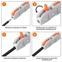 Accessoires de connecteur électrique à levier 1 à 1 assemblables en ligne-Connecteurs à fil rapide sans bornes vendues 2 en 2