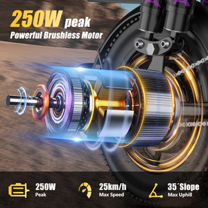 Vélo à assistance électrique 48V 250W à propulsion arrière pour adultes, tout-terrain, autonomie 35 km, vélo pliable à pneus larges, GS5 multifonctionnel, ville/tout-terrain, automatique - Product Image 5