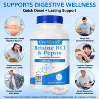 OneBotanical Faible MOQ 120 Capsules Bétaïne HCl Pepsine 790mg Soutien Digestif Antioxydant Endurance Sportive Complément pour Femmes et Hommes
