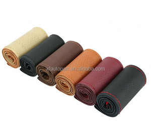 Funda Universal para <span class=keywords><strong>volante</strong></span> <span class=keywords><strong>de</strong></span> coche, cosido a mano, <span class=keywords><strong>cuero</strong></span> genuino, 38cm, 15 pulgadas, envío directo, Amazon - Product Image 2