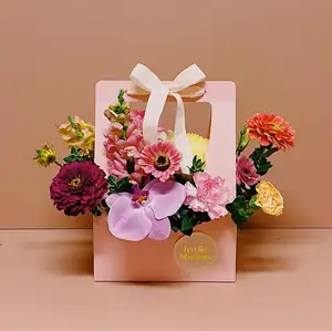 Hediye kutuları Scatola Imballaggio Fiori ambalaj taşınabilir çiçek sepeti karton bitki çiçek kutusu, güller çiçek kutusu