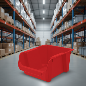 Bandeja de Almacenamiento Modular de Plástico Roja Apilable para Organización de Almacenes Logísticos - Product Image 3