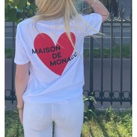 Ensemble de survêtement assorti pour couple - MAISON DE MONACO, imprimé cœur, 2 pièces, tenue décontractée pour homme et femme