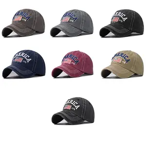 Hot selling Washed Vintage Distressed USA Flag Trump Patriot Make American Great Again Classical Baseball Sport Cap Hat