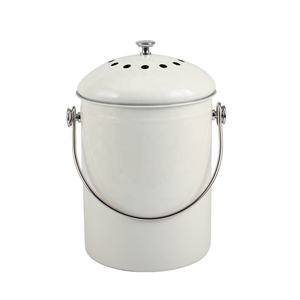 Cubo de basura de cocina con tapa de compost de acero inoxidable para almacenamiento de residuos - Product Image 1