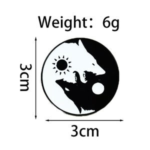 เข็มกลัดรูปทรงกลมลายไท่จี๋หยินหยางข้ามพรมแดน ลายแมวขาวดำ สุนัขจิ้งจอก ปลาคาร์พ  ตราโลหะผสม  เครื่องประดับเสื้อผ้า ขายส่ง - Product Image 6
