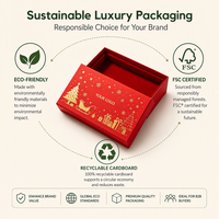 Boîte cadeau de Noël rouge de luxe personnalisée avec logo en feuille d'or, boîte d'emballage rigide en carton pour bijoux, fournisseur en gros