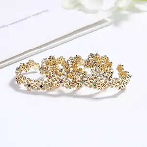 Schattige Bloempatronen Minimalistische Sieraden Paar 18K Vergulde Moissanite Diamant Luxe Trouwringen Voor Vrouwen