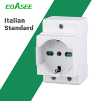 EBASEE CE Prise modulaire italienne 10A 16A 25A 250V Prise européenne à montage sur rail DIN