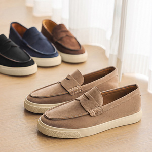 Mocassins décontractés à enfiler pour hommes, kaki, marron, noir, bleu foncé, à talon bas, semelle souple, chaussures bateau, pour le quotidien et le bureau - Product Image 3