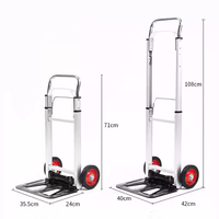 Carretilla Plegable Portátil de Aluminio Personalizable OEM de Dos Ruedas Carrito Industrial para Herramientas con Carga de 100 kg y Ruedas de Goma