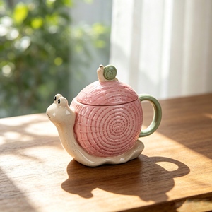 Pot à biscuits en céramique à motif d'<span class=keywords><strong>escargot</strong></span> avec base tissée rose et couvercle décoré d'un <span class=keywords><strong>escargot</strong></span> pour le rangement de la cuisine, pot à biscuits et bonbons - Product Image 5