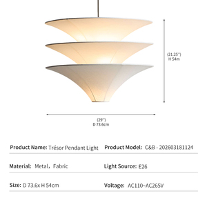 Lámpara Colgante de Tela Estilo Nórdico Wabi-Sabi para Comedor, <span class=keywords><strong>Hotel</strong></span>, Tela de Seda con Diseño de Loto, LED E26, Venta al Por Mayor de Fábrica, Exportación, Lámpara Colgante Trésor - Product Image 4