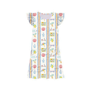 Vestido infantil GSD3894 personalizado para niña, con mariposas y flores coloridas, vestido de manga voladora para niña, venta al por mayor. - Product Image 4