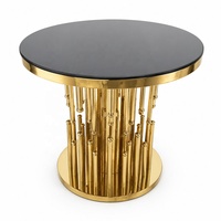 Meubles de mariage, table ronde en verre pour desserts et gâteaux, tables à cocktails en acier inoxydable doré pour événements, fêtes et restaurants d'hôtel