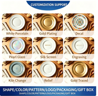 Service de vaisselle en céramique - Style chinois moderne et luxueux, motifs floraux et oiseaux, en porcelaine fine, compatible micro-ondes, décoration pour la maison