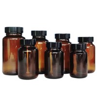 Bocaux en verre brun à large ouverture avec bouchons en plastique noir et or, 60250 ml, pour usage cosmétique, Posee Beauty EO-S69, vente en gros