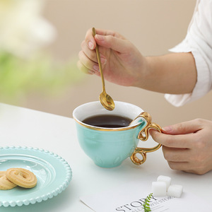 Light Luxury Phnom Penh Ceramic <b>Cup</b> <b>Large</b> Capacity High-Value Mug Saucer Modern Arabic Western Restaurant Afternoon <b>Tea</b> JADE - Product Image 4