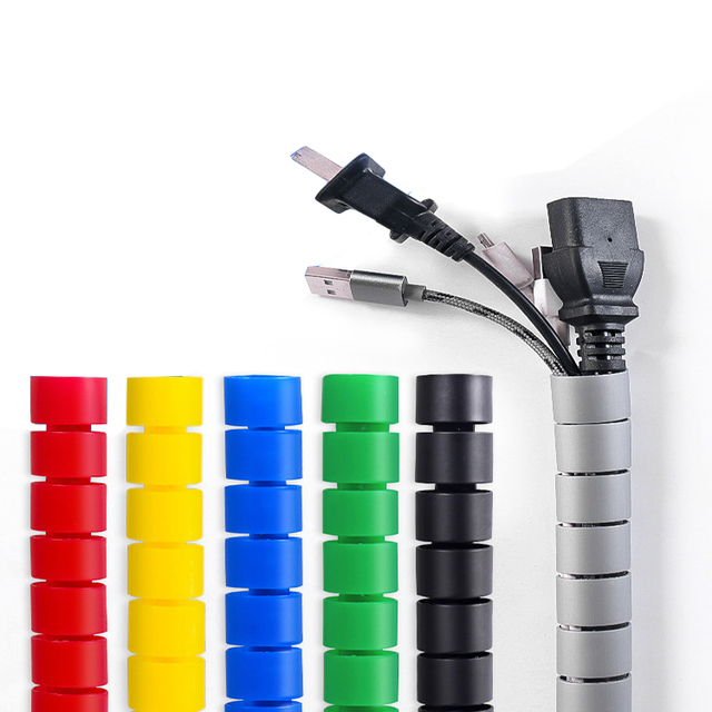 Spiral Cable Wrap 8mm ID PE Black Flexible Wire Organizer Cable Sleeve Reusable Cord Protector for Automotive Home Office