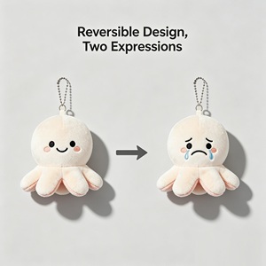 Peluche Poulpe Personnalisée au <span class=keywords><strong>Crochet</strong></span>, Mignonne, Réversible Double Face, Coussin Réconfortant, Jouet Animal - Product Image 1